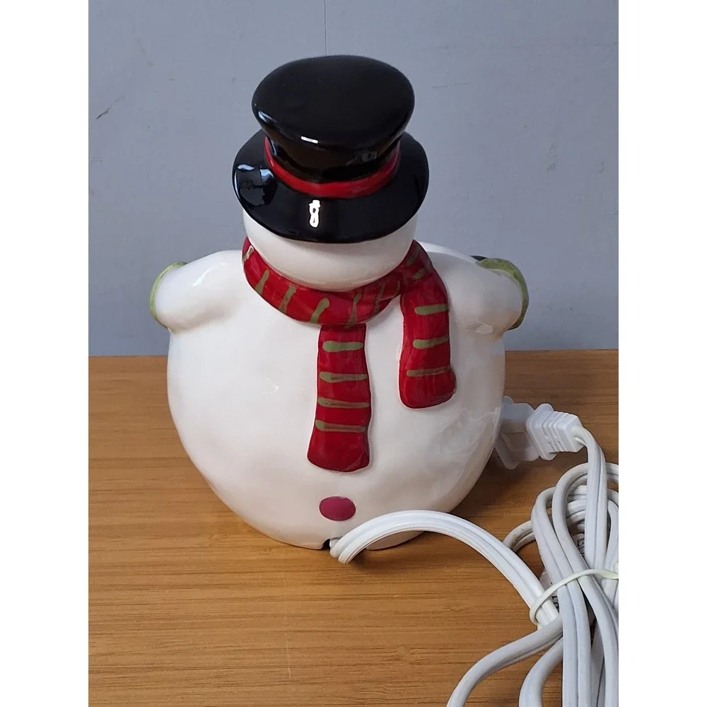 Yankee Candle Electric Snowman Wax Melt Warmer Ceramic Christmas Holiday Works!